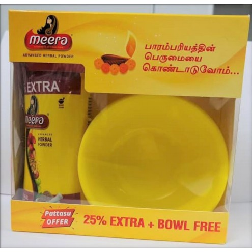 DEEPAVALI PROMOTION - EXTRA 25% + BOWL FREE] Meera Herbal - Hair Wash Powder  -150g | Shopee Malaysia