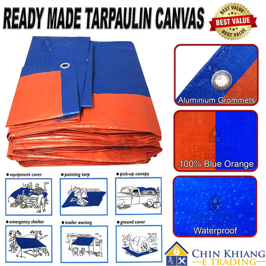 Tarpaulin Sheet Canvas Ready Made Blue Orange (Part 2) Shopee Malaysia