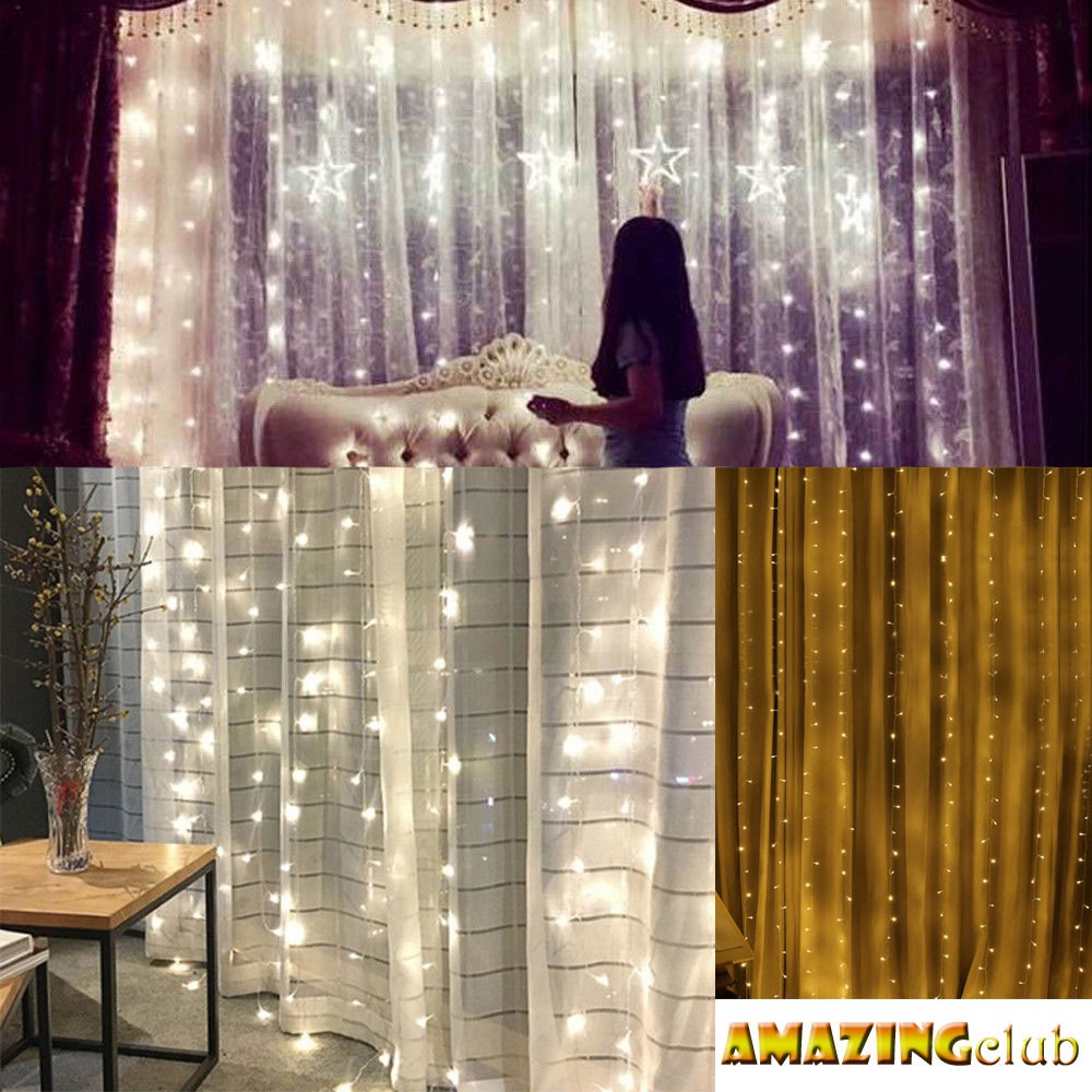 300 Led Curtain Fairy Lights Wedding Indoor Outdoor Christmas