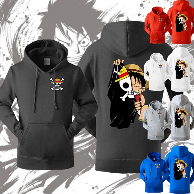 Japan Anime Men S One Piece Luffy Hoodies Sweatshirt Fleece Hoodie Streetwear Winter Warm Pullover Harajuku Casual Sportswear Shopee Malaysia