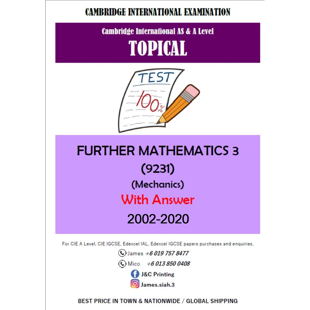 Cambridge A Level Topical Further Mathematics By Mr See Ml Paper 1 2 3 4 Past Year Paper Shopee Malaysia