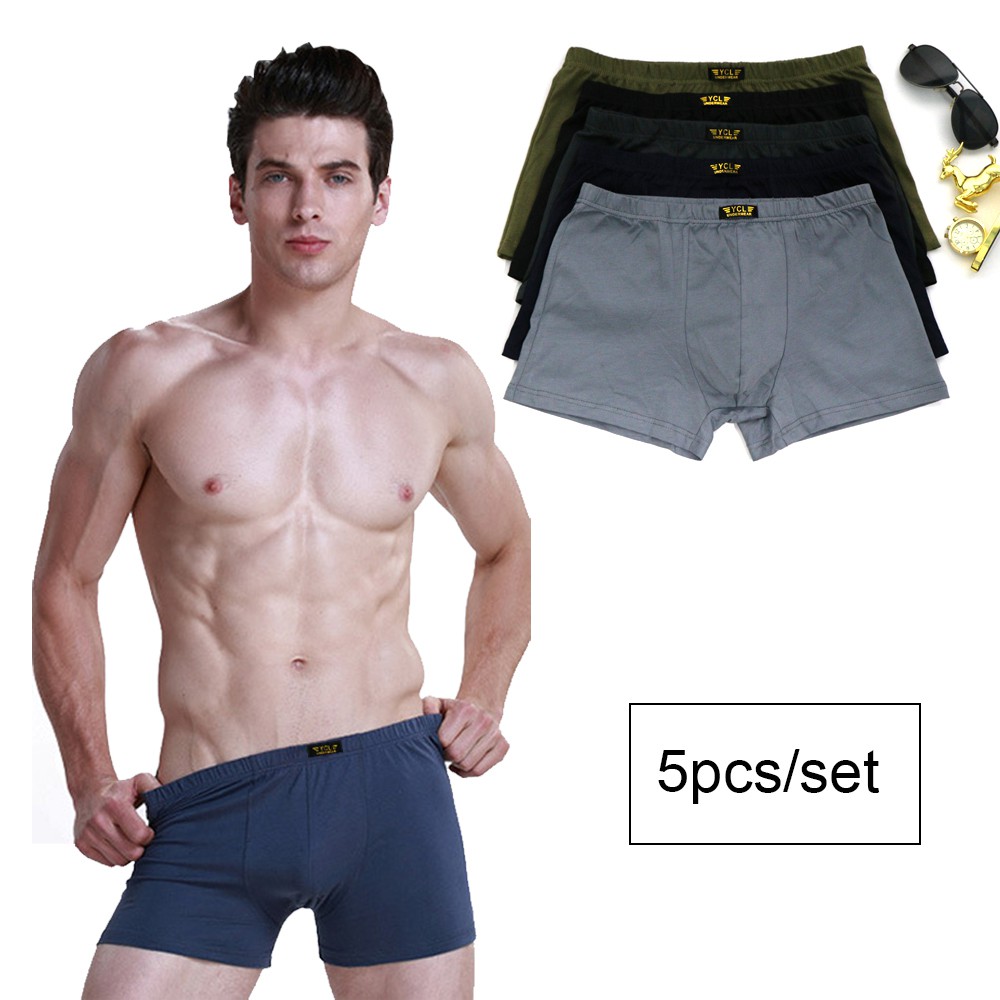 5 Pack Men's Underwear Boxer For Man 100 Cotton Panties Boy L4XL