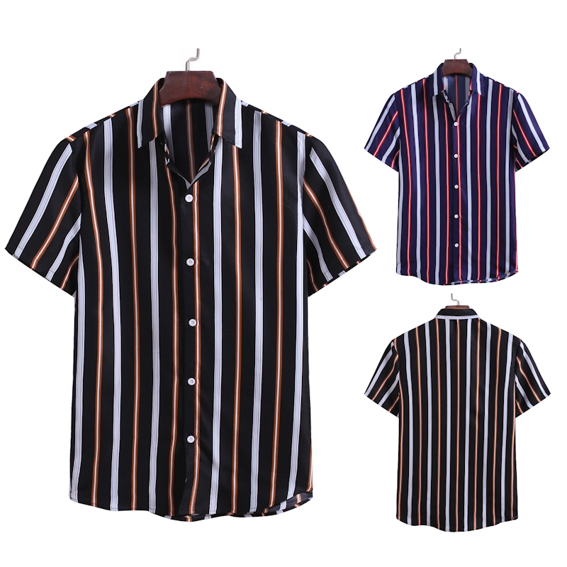 ปุ่มลายแนวตั้งสำหรับฤดูร้อนเสื้อแขนสั้น