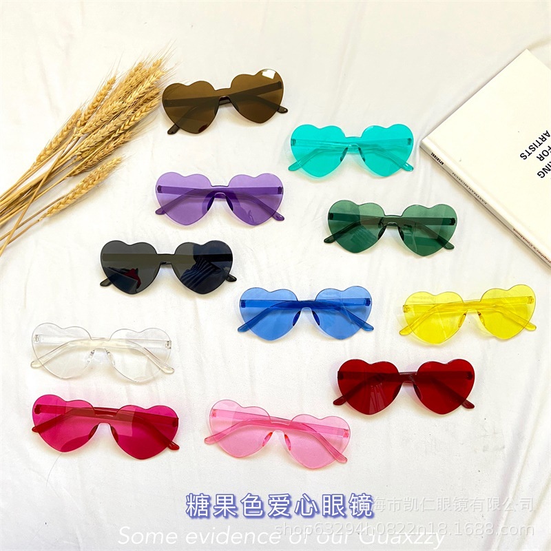 New Trend Heartshaped Sunglasses Frameless Men and Women One Dazzling