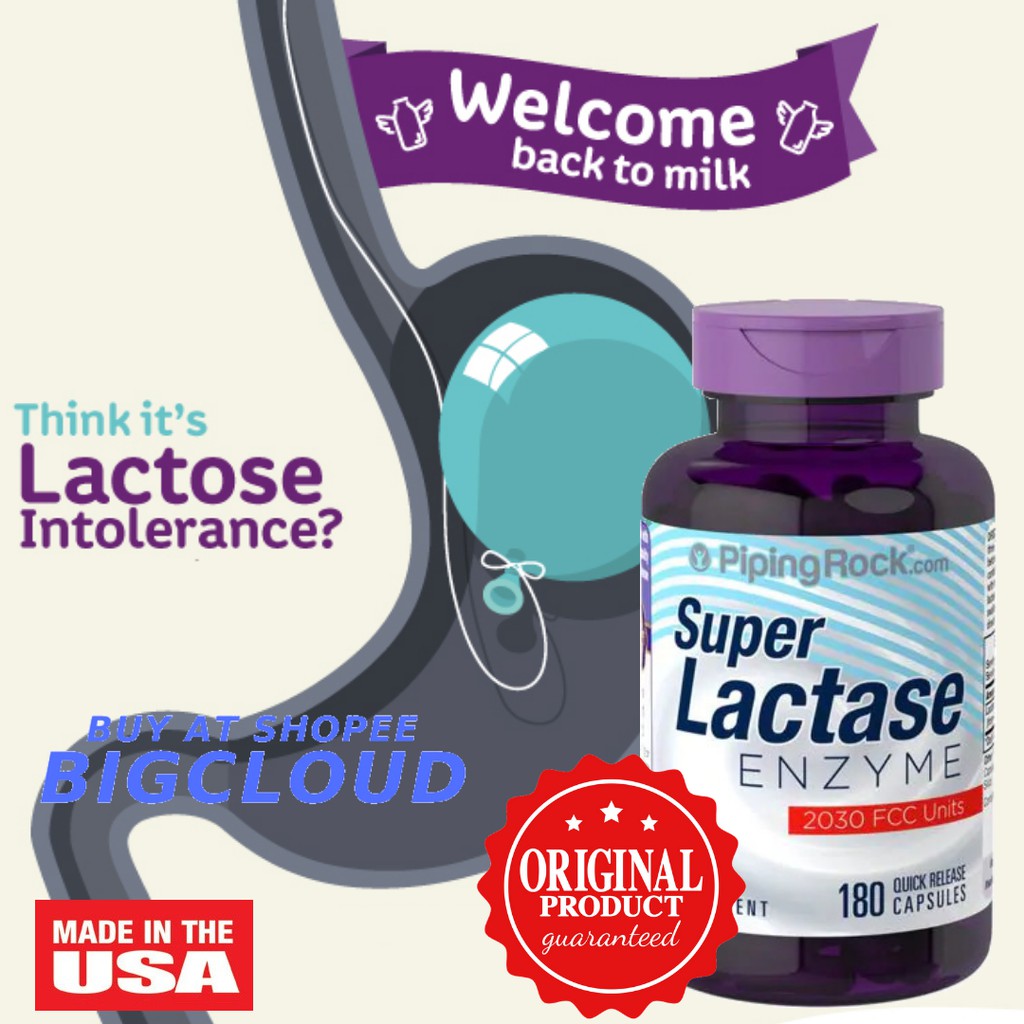 Piping Rock, Super Dairy DigestLactase Enzyme 2030 FCC Units, 180 Capsules Shopee Malaysia
