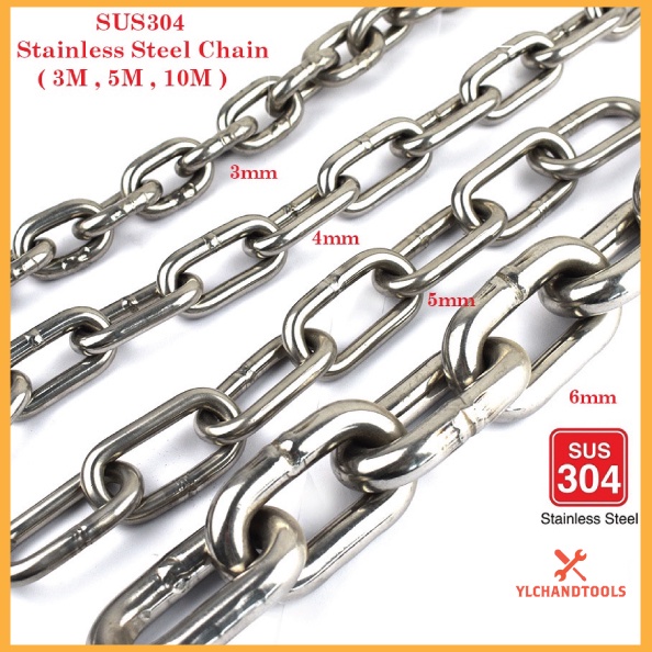 3MM ,4MM ,5MM SUS304 STAINLESS STEEL CHAIN RANTAI ( 3M,5.0M,10M ...