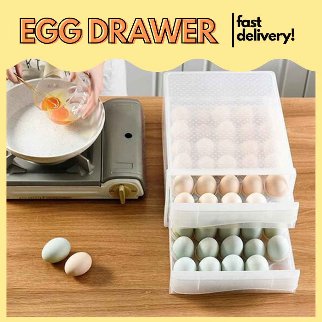 DOUBLE LAYER EGG DRAWER EASY TO ORGANIZE PREVENT EGG CRACK STRONG