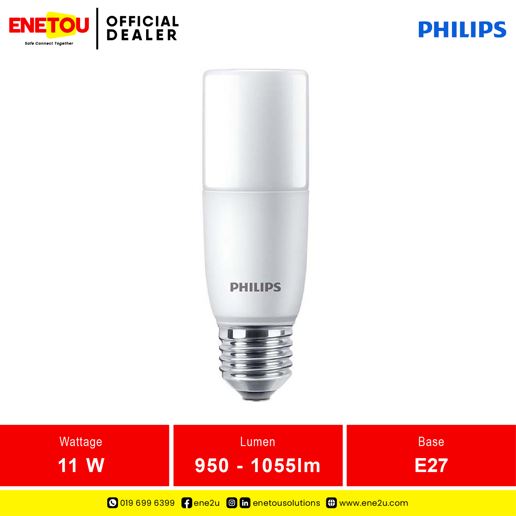 PHILIPS ESS DL STICK 11W E27 1CT/12 (3000K | 4000K | 6500K) | Shopee ...