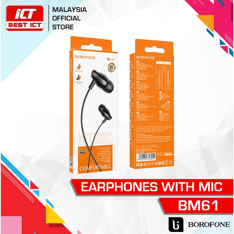 BOROFONE BM61 wired headset with Mic jack 3.5mm | Shopee Malaysia