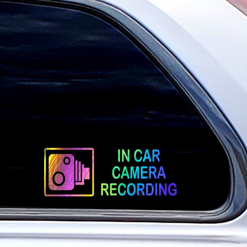 Car Stickers CCTV Signs-Van,Lorry,Truck,Taxi,Bus,Camera Recording Stickers Dashcam White on Clear Window Version Decoration Decals