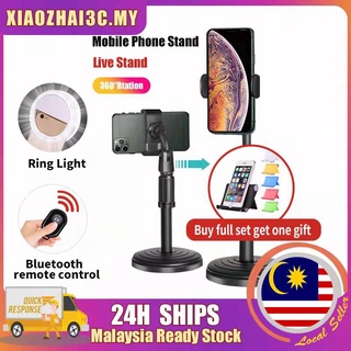 🔥Ready Stock🔥Universal Telescopic Adjustable phone stand Holder Bluetooth camera remoter Live broadcast phone holder desktop disc Lazy bracket ring light