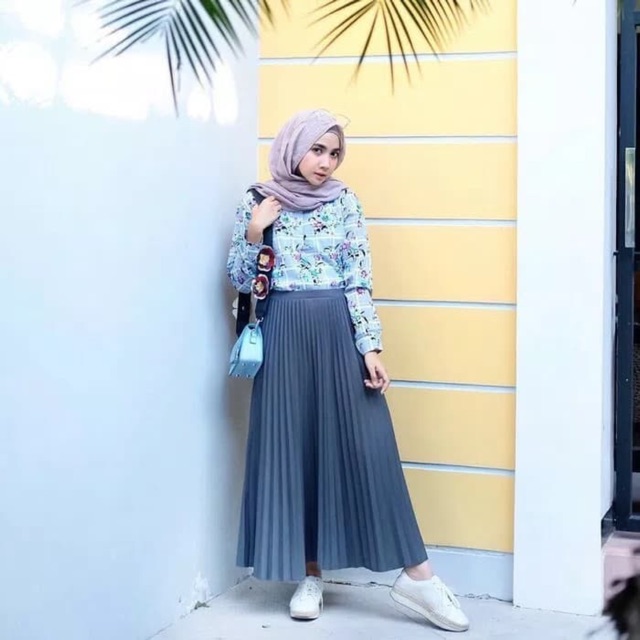 READY STOCK Baju  Muslimah Fashion Casual  Long Pleated 