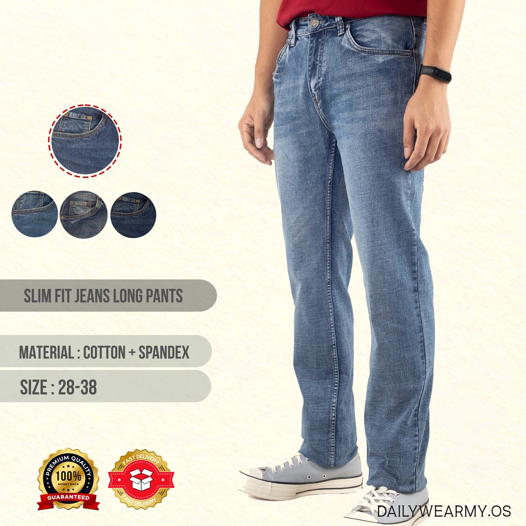 100 Seluar Denim Jeans Panjang Exhaust Cutting Slim Fit 1143 4 Pilihan
