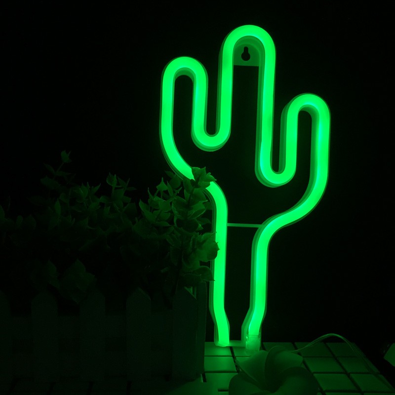 Led Neon Lights Cactus Night Light Wall Table Bedroom Sign Lamp Children S Gift