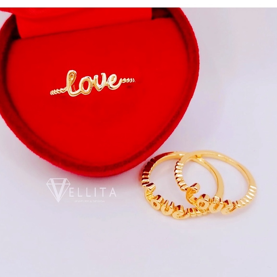 [VJ]Cop916 Ring "Love" Minimalist Ring 999.9 Gold Plated {Cincin Love Persist916}