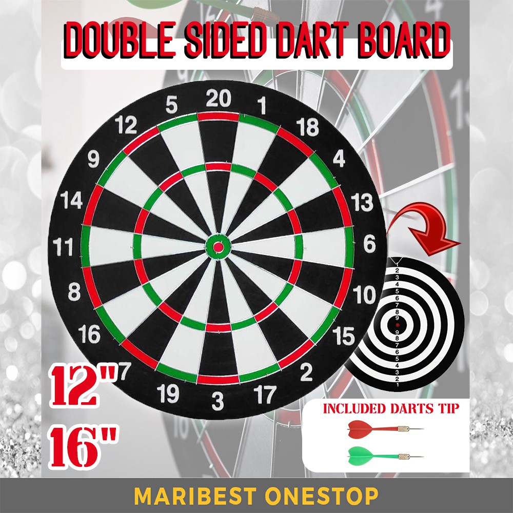 12/16INCH 30/40CM DART GAME DOUBLE-SIDED DART BOARD BACK BOARD WITH DARTS  METAL TIP SET FOR ADULTS OR KIDS | Shopee Malaysia