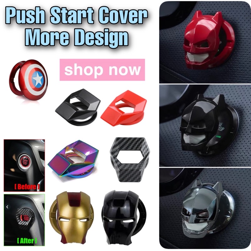 Black Car One-Button Start Button Cover Anti-Scratch Aluminum Alloy Material Engine Decoration Cover 