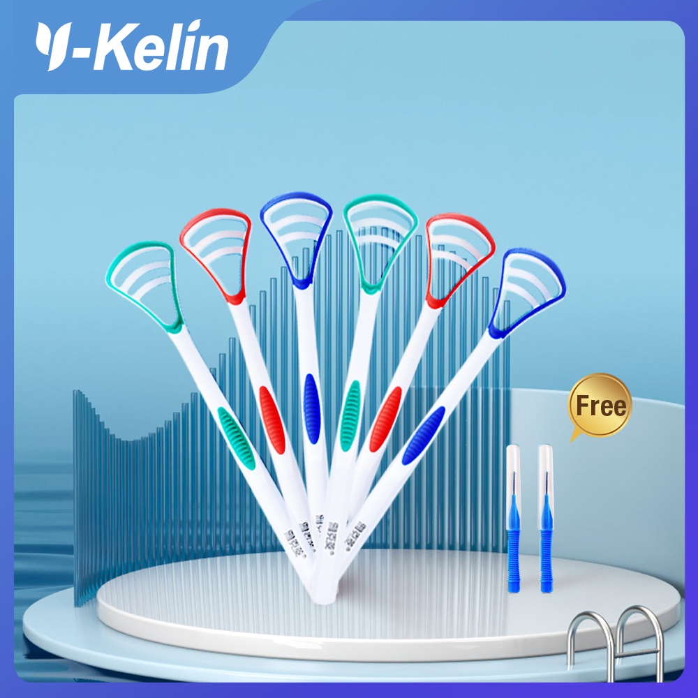 Y-Kelin Tongue Scraper Brush Oral cleaning tongue toothbrush cleanering brush Fresh Breath remove 1/3 color packs（red/blue/green)