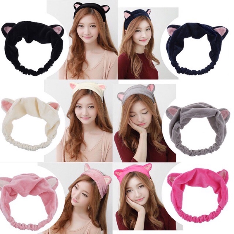 【Ready Stock】Hair Band Hair Accessories Korean Version of the Cute Sports Makeup Wash Beam Cat Ear Headband