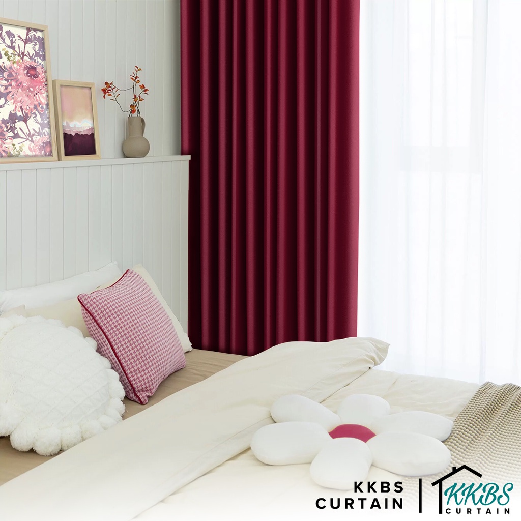 KKBS CURTAIN Crystella Langsir Siap Jahit Semi-Blackout Plain Cangkuk ...