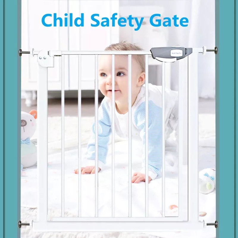 Adjustable Baby Safety Door Gate Pet Dog Cat Fence Stair Door Metal High Strength Iron Gate For Kids