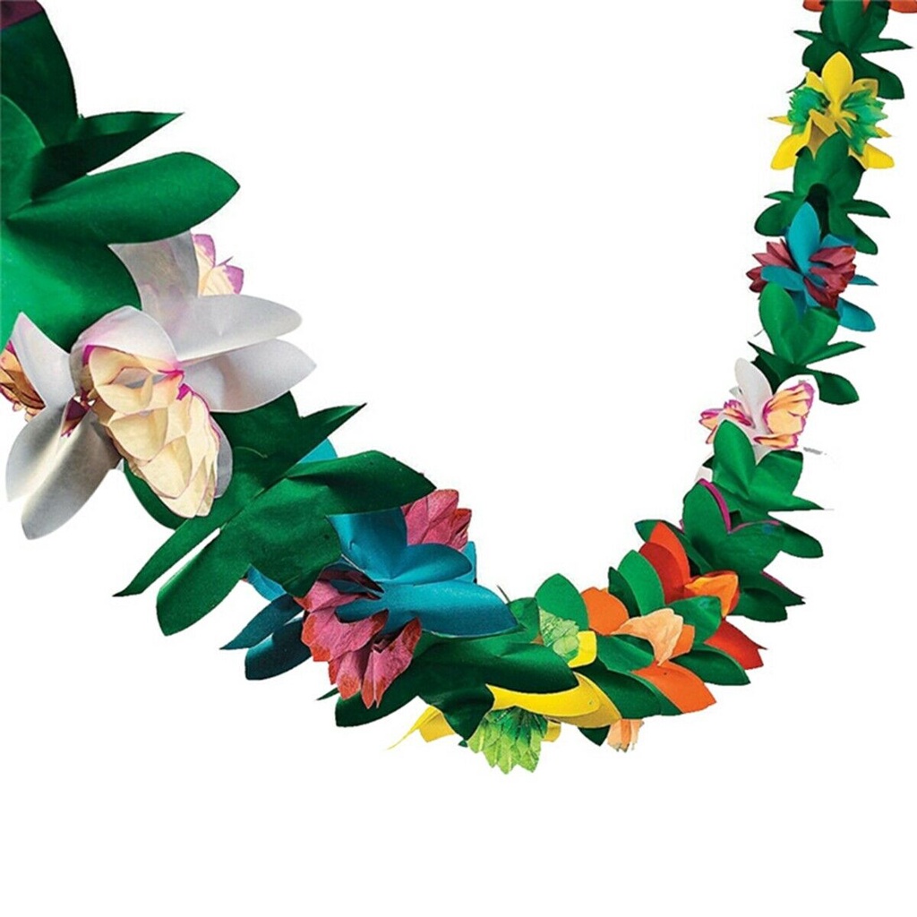 Hawaiian Tropical Paper Flower Garland Banner Beach Party Hanging Decoration Flamingo Luau Wedding Decor Aloha Pineapple