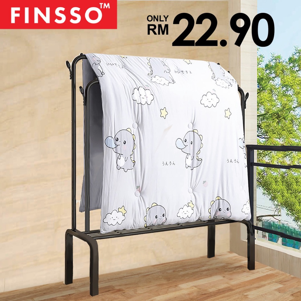 READY STOCK FINSSO : ROSARIO Single or Double Hanging Rack / Ampaian Penyidai Baju / 3 Tier Foldable Clothes Drying Rack