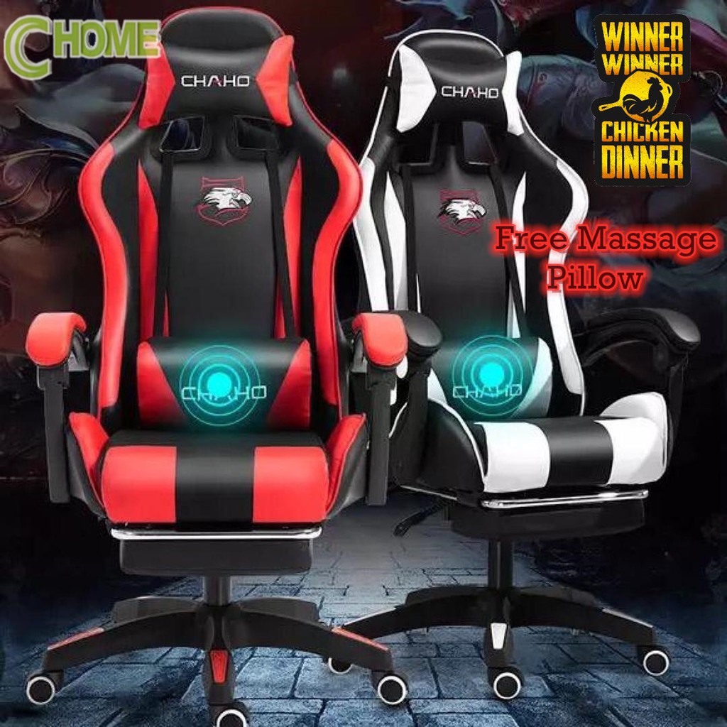 CHome:[NEW DESIGN] Gaming Chair Free Pillow Massage/Kerusi Gaming/Office  Chair Ready Stock In Malaysia