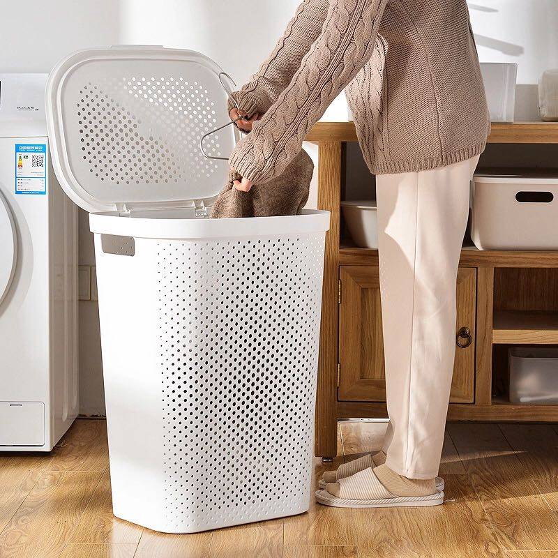 Large 60L Imitation Rattan Japanese Hamper Plastic Laundry Basket