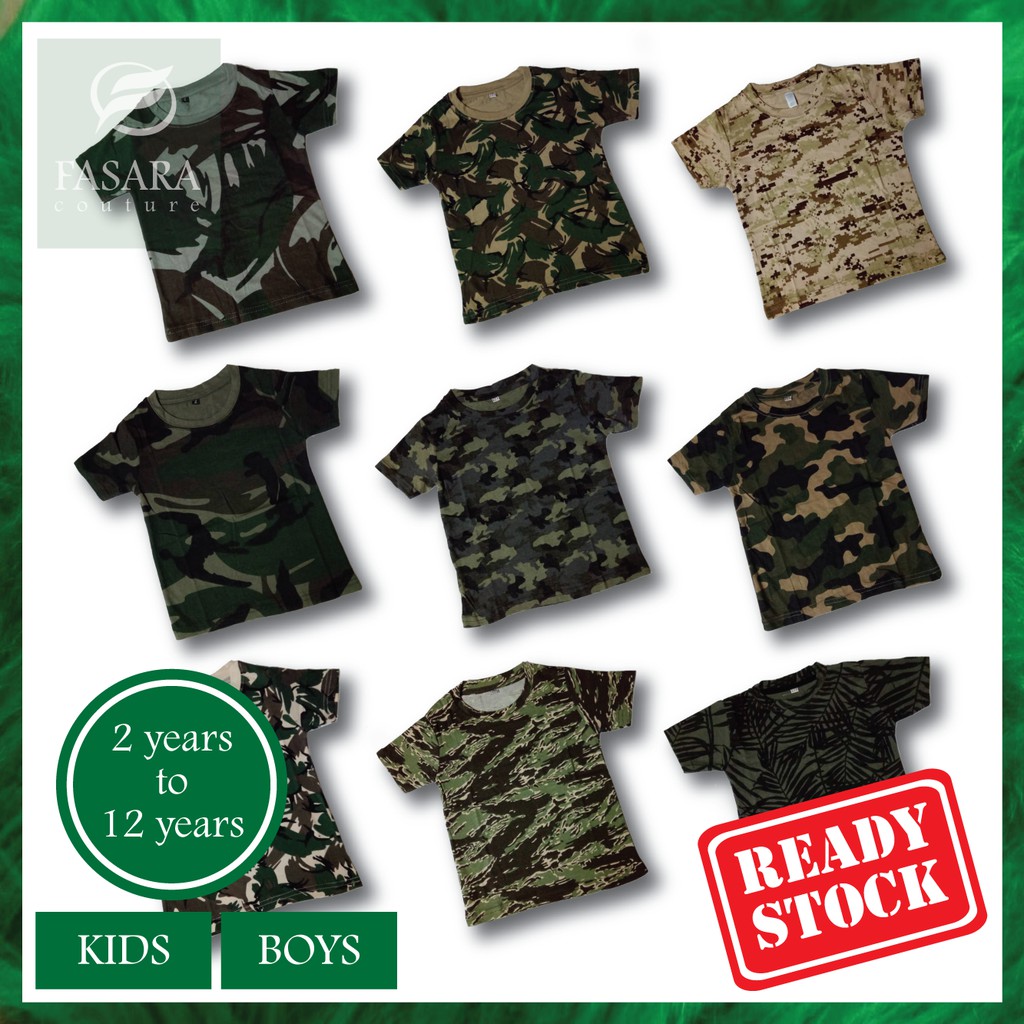 Tshirt Army Camouflage Baju Celoreng Tentera Budak Cotton 2tahun 12tahun Shopee Malaysia