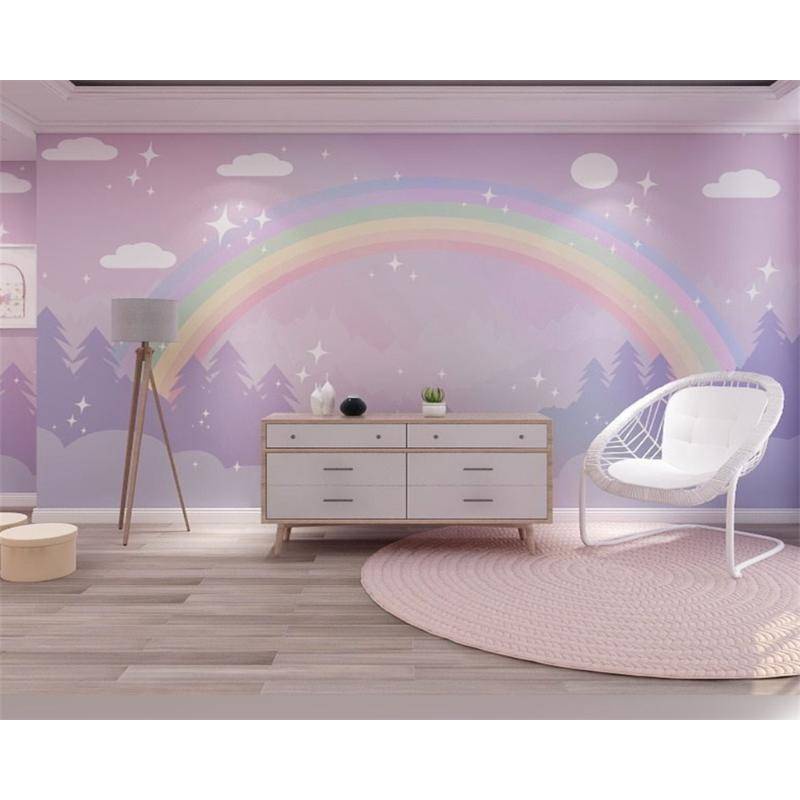 Custom Rainbow Children's Room Wallpaper Bedroom Decor Mural Kid's Room Kindergarten Girls Princess Room Room Background Wall