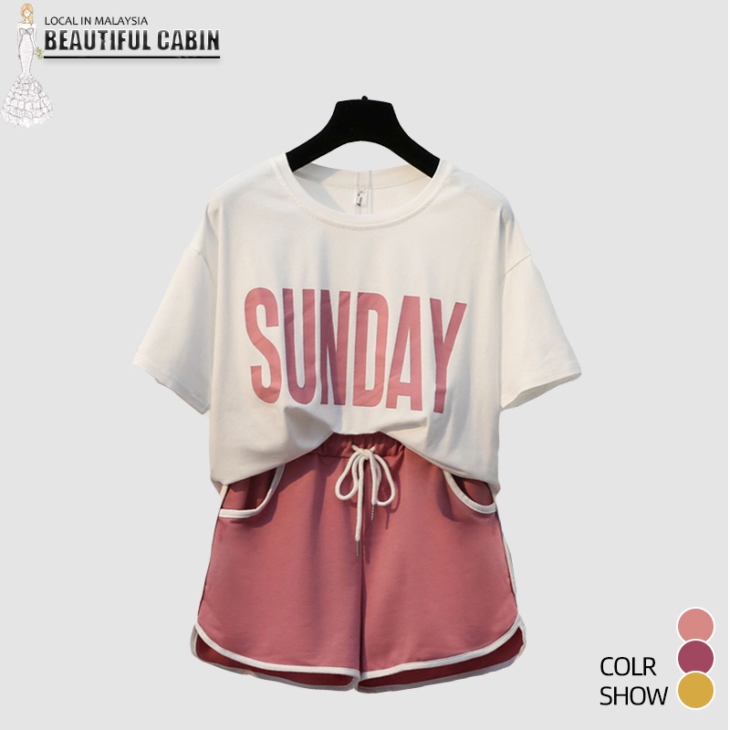 SZ113 Summer Student Loose Short Sleeve T Shirt + Shorts Casual Fashion Sportswear Suit Ladies Clothing