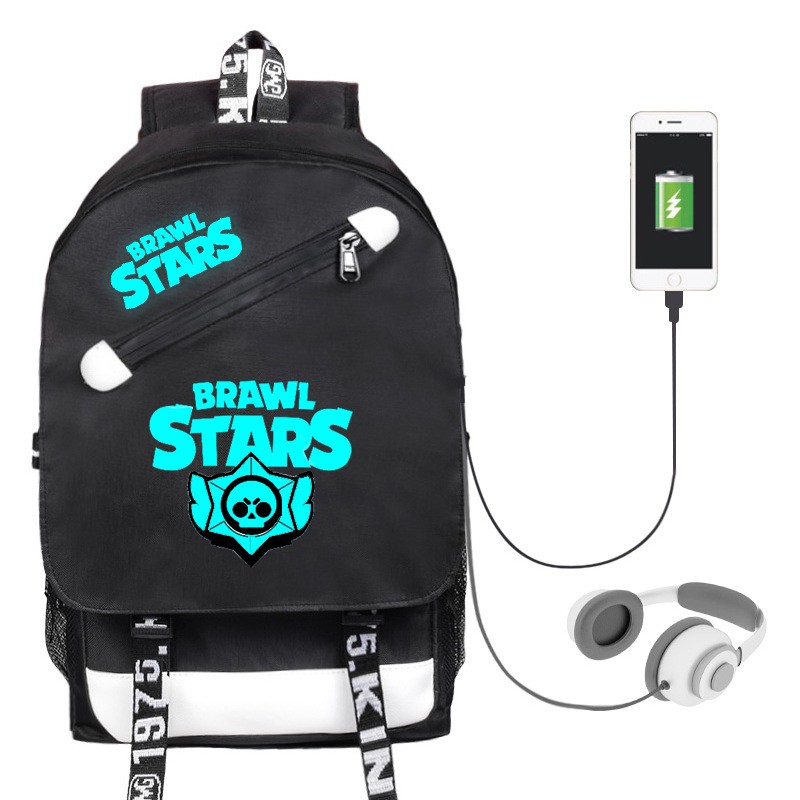 Wilderness Brawl Stars Schoolbag Game Backpack Backpack Usb Charging Canvas Bag Student Bag Shopee Malaysia - mochila gamer brawl stars
