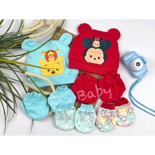 READY STOCK New Born Baby Combo Mitten & Bootees S/Jersey Set Topi Sarung Tangan Kaki Bayi 婴儿帽子手脚套