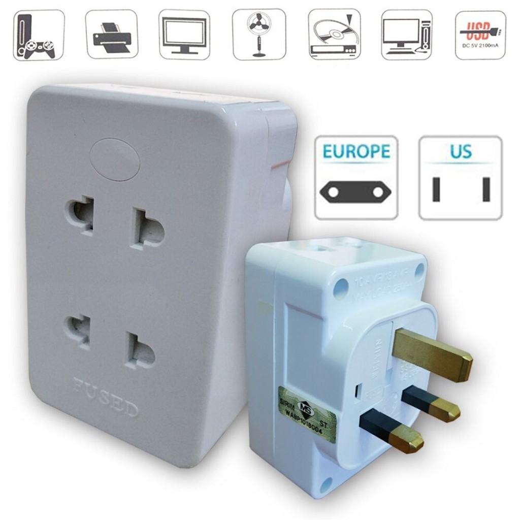 Sum 2 Pin 4 Way Multi Adapter Socket Plug (2 Pin Plug x 4 Way) Shopee