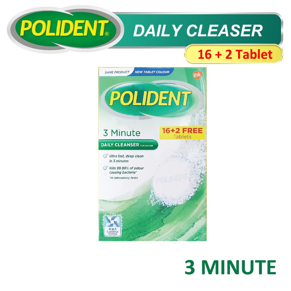 Polident 3 Minute Ultra Fast / Deep Clean Daily Cleanser 16 + 2