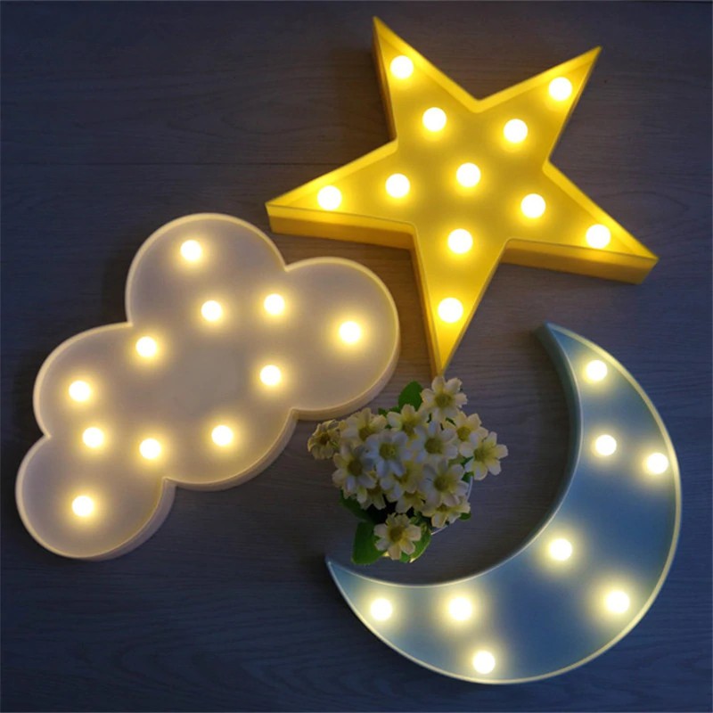 Lovely Cloud Star Moon LED Light Malam Cahaya 3D Cute Kids ...
