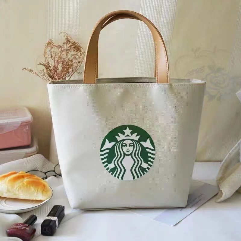 Starbucks Lunch Box Bag Large Capacity Office Worker Simple Handbag Tote Make-Up