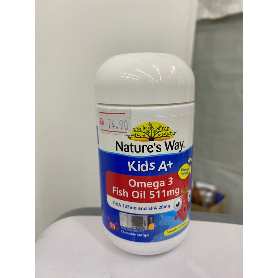 Ready Stock Nature's Way Kids A+ Omega 3 Fish Oil 511mg Kids Supplement