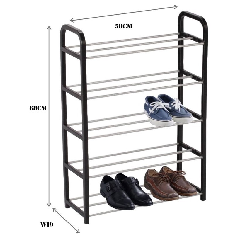 Rak Kasut 5 Tingkat/ Simple 5 Tier Shoe Rack with Iron Tubes Plastic ...