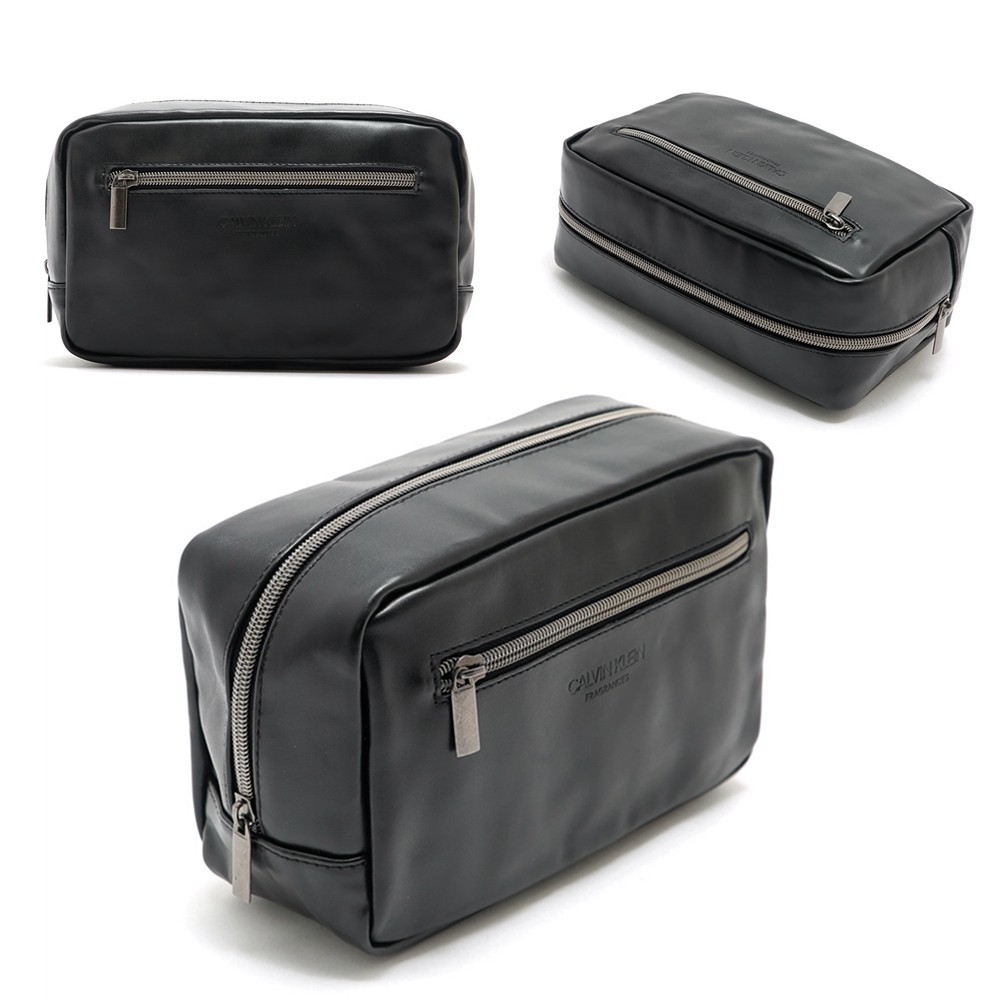 CALVIN KLEIN BLACK Men's Toiletry Case Shaving Cologne Kit Travel Dopp ...