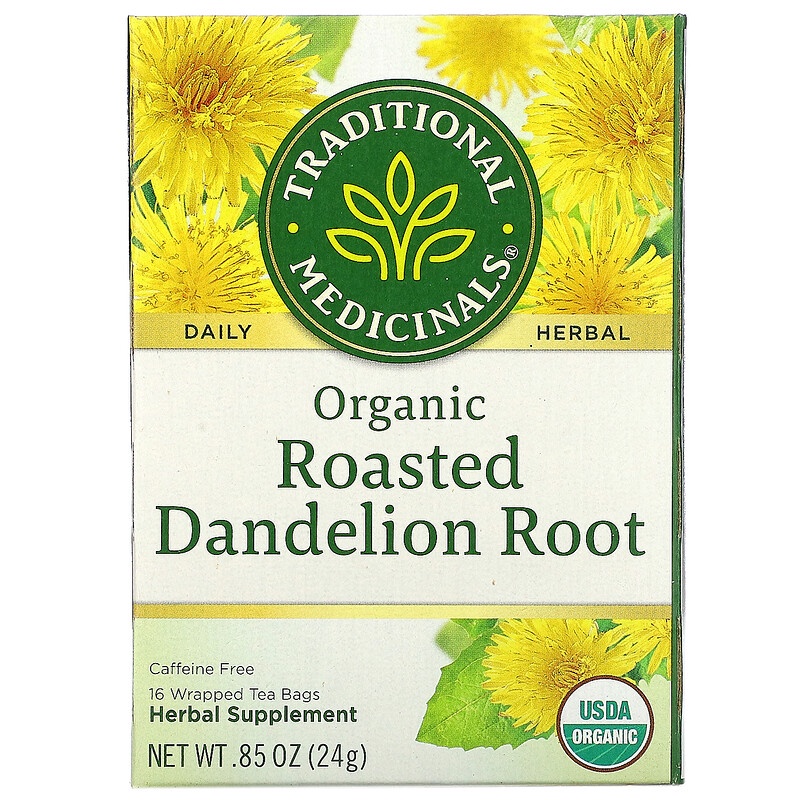 Traditional Medicinals Tea Organic Roasted Dandelion Root Caffeine Free 16bags Exp 6/2027