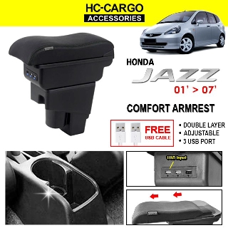 honda fit jazz gk5 2014 2020 car armrest box with usb adjustable centre console car armrest box shopee malaysia