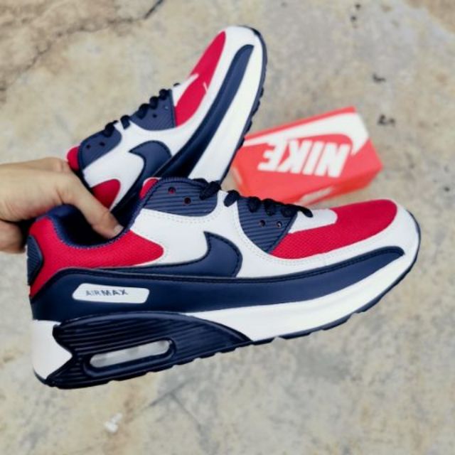 nike air max 90 navy blue and white