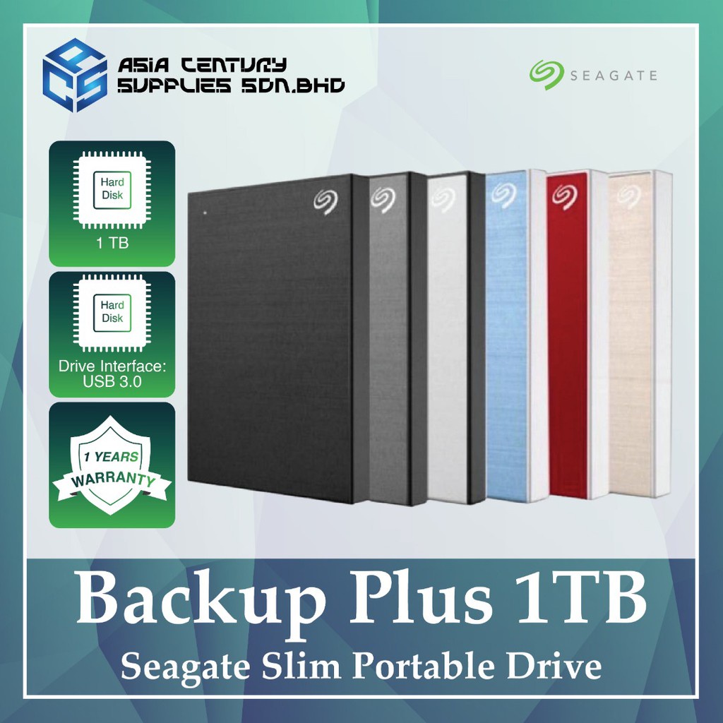 External Hard Drive Seagate Backup Plus 1tb Slim Portable Drive Free Seagate Hard Disk Pouch Bag Shopee Malaysia