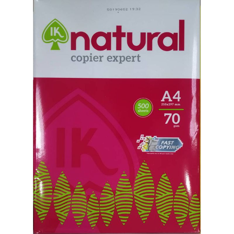 IK NATURAL A4 SIZE PAPER 500 SHEET 70GSM(BUY 2 GET 1 FREE) | Shopee ...