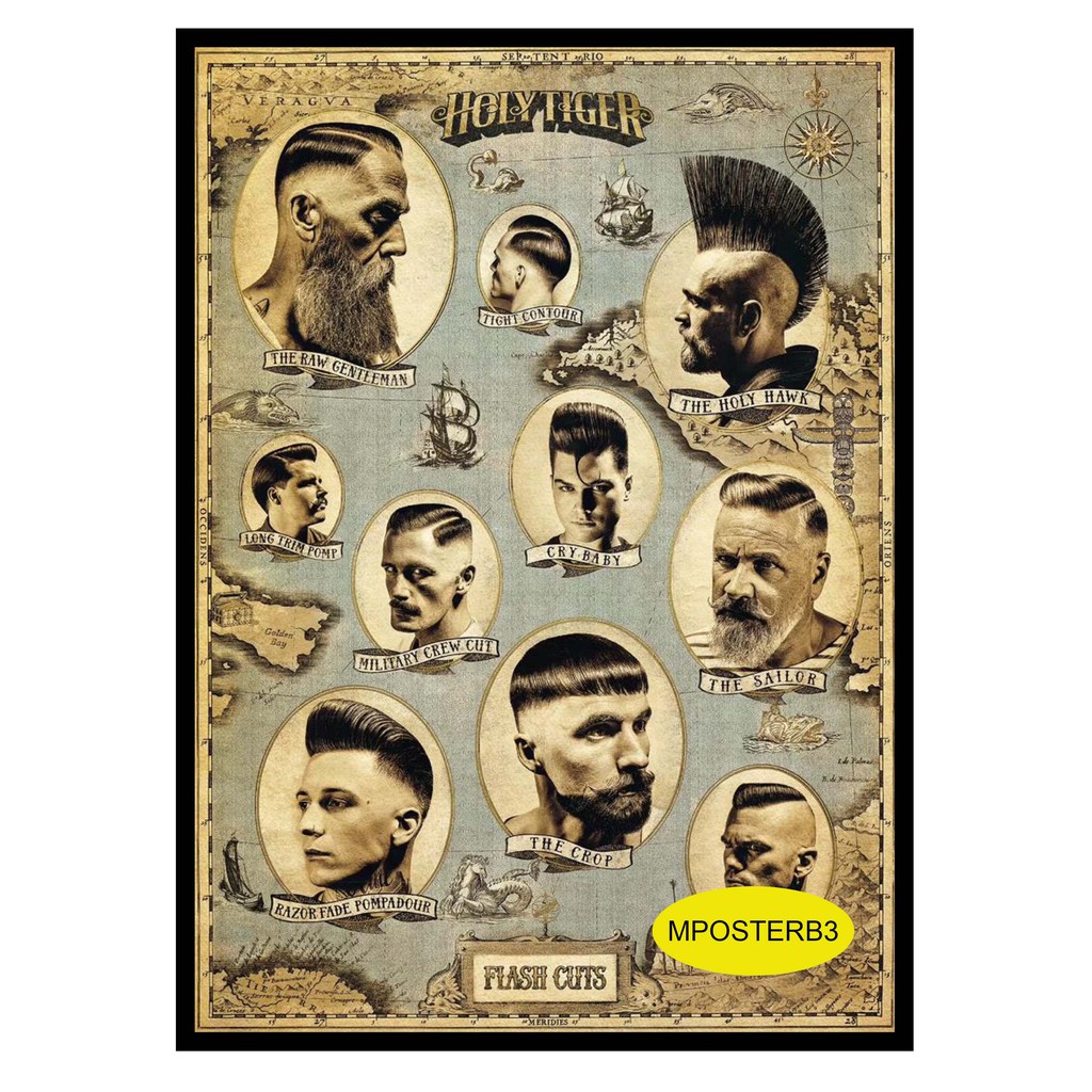 THE BARBERSHOP CLASSICS AND THE SIGNATURE HAIRCUTS POSTERS WITH FRAME |  Shopee Malaysia