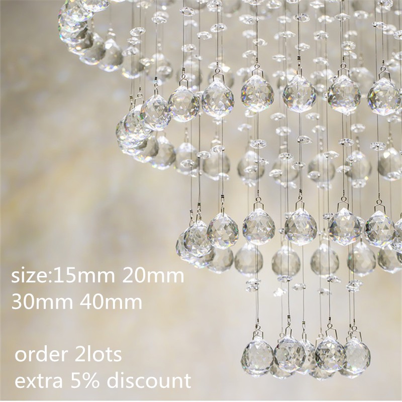 5 Clear Crystal Ball Chandelier Prisms Lamp Parts Hanging Rainbow Pendants 40mm 