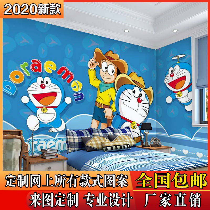 Doraemon wallpaper cartoon cute home 3d wallpaper boy bedroom  environmentally friendly Wall cloth Doraemon Customized m | Shopee Malaysia