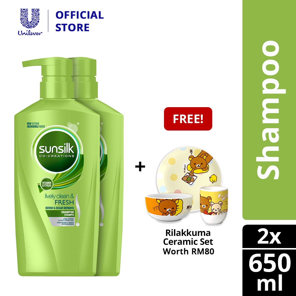 Sunsilk Lively Clean And Fresh Shampoo 650ml X 2 Free Rilakkuma
